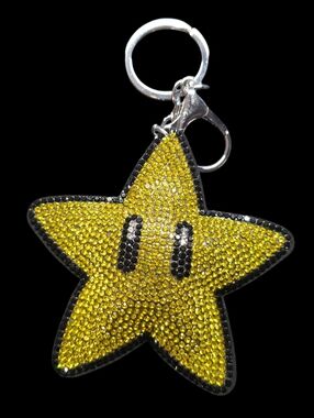 Super Mario Brothers Rhinestone Superstar Bag Charm Keychain